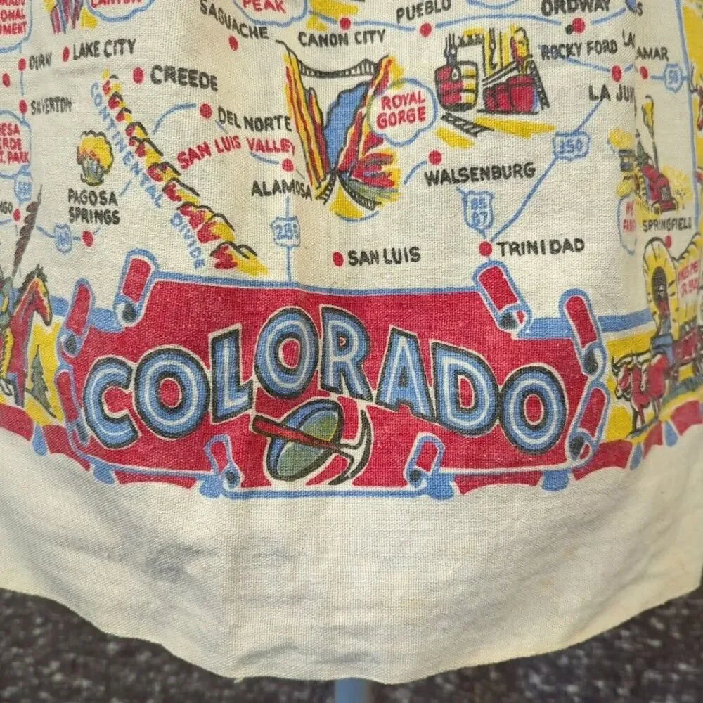 Vintage 40s/50s Colorado State‎ Landmarks Souvenir Travel Kitchen Apron